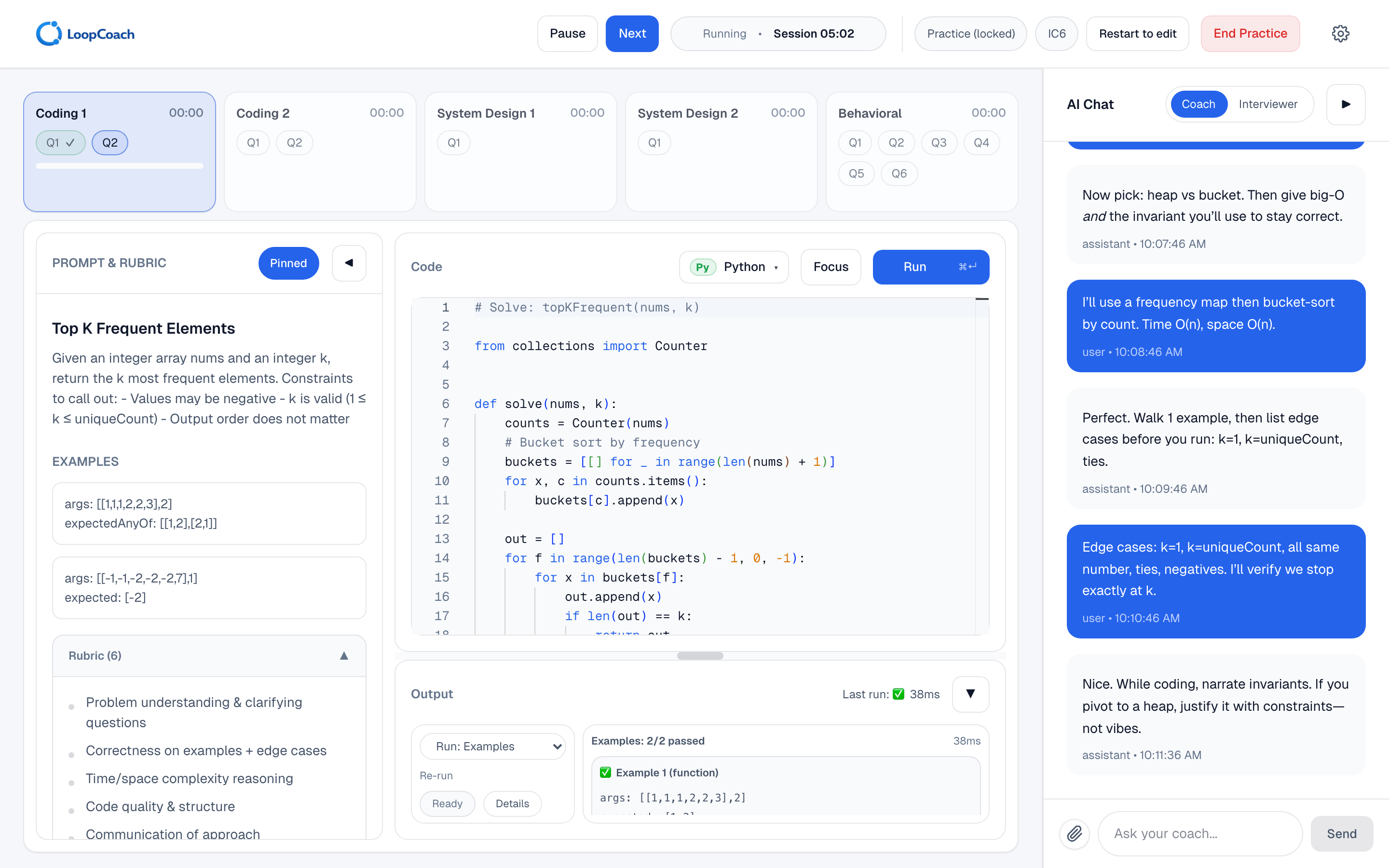 LoopCoach workspace screenshot